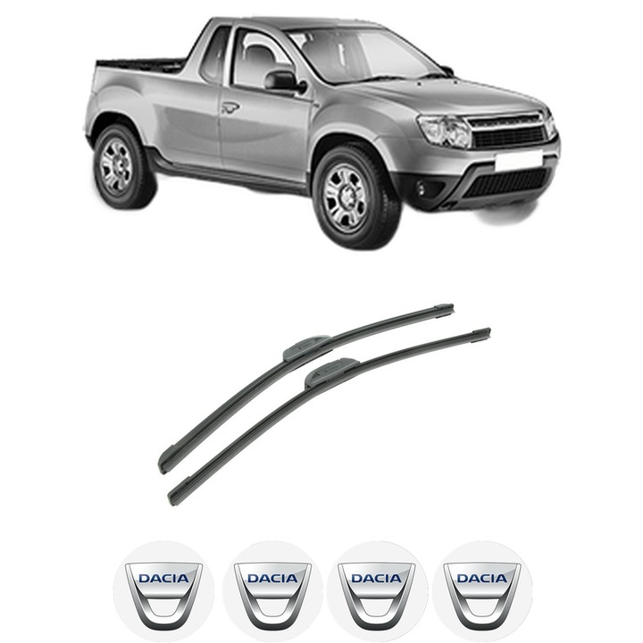 Set stergatoare auto DACIA LOGAN Pickup (US_) din 2008-2013, pentru parbriz auto, 2 bucati, Bosch Aerotwin Retrofit, din cauciuc siliconat rezistent, 4 Stickere Auto DACIA
