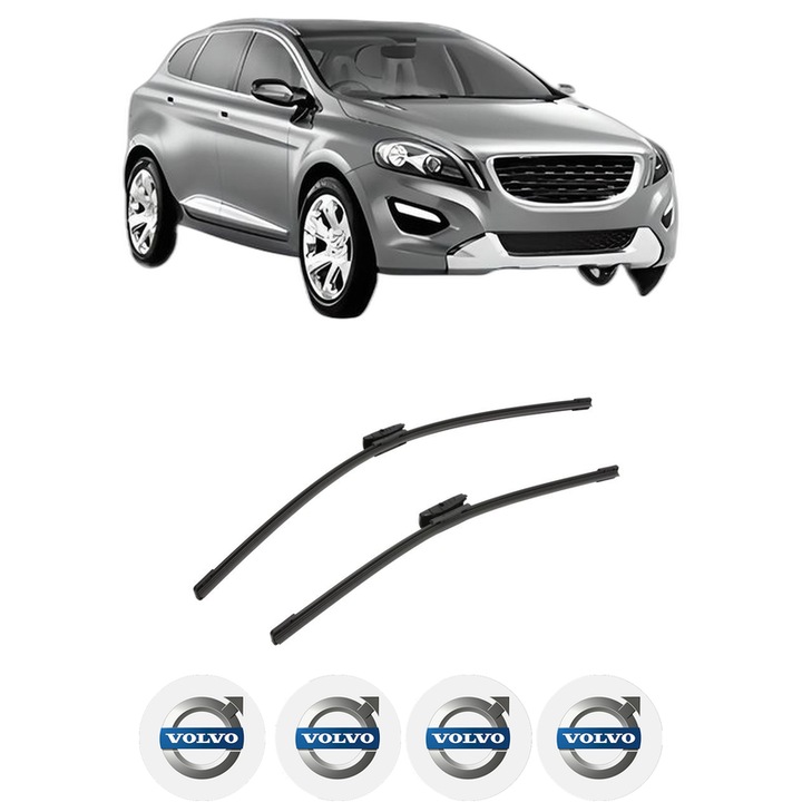 Set stergatoare auto VOLVO XC60 I VAN (156) din 2013-2017, pentru parbriz auto, 2 bucati, Bosch Aerotwin Multi, din cauciuc siliconat rezistent, 4 Stickere Auto VOLVO
