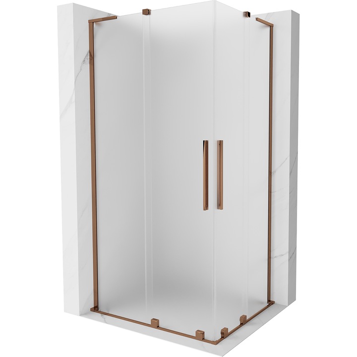 Cabina de dus glisanta Mexen Velar L Duo 90x80cm, inghetat, aur roz, 200cm