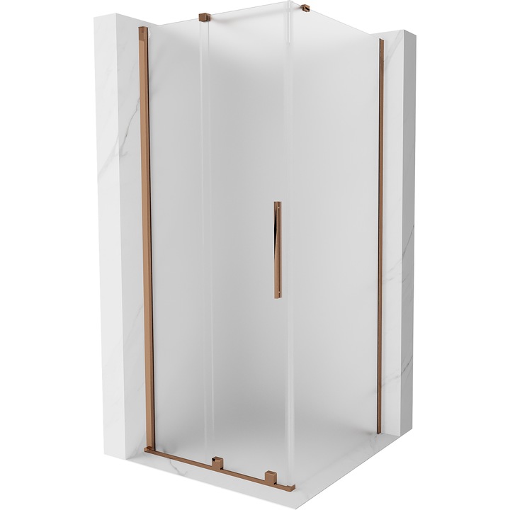 Cabina de dus glisanta Mexen Velar 110 x 110 cm, inghetata, aur roz - 871-110-110-31-60