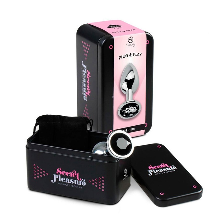 Dugó anál fém kristályokkal, Secret Play, fekete