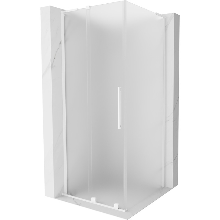 Cabina de dus glisanta Mexen Velar L 90x90cm, sticla mata, alba, inaltime 200cm