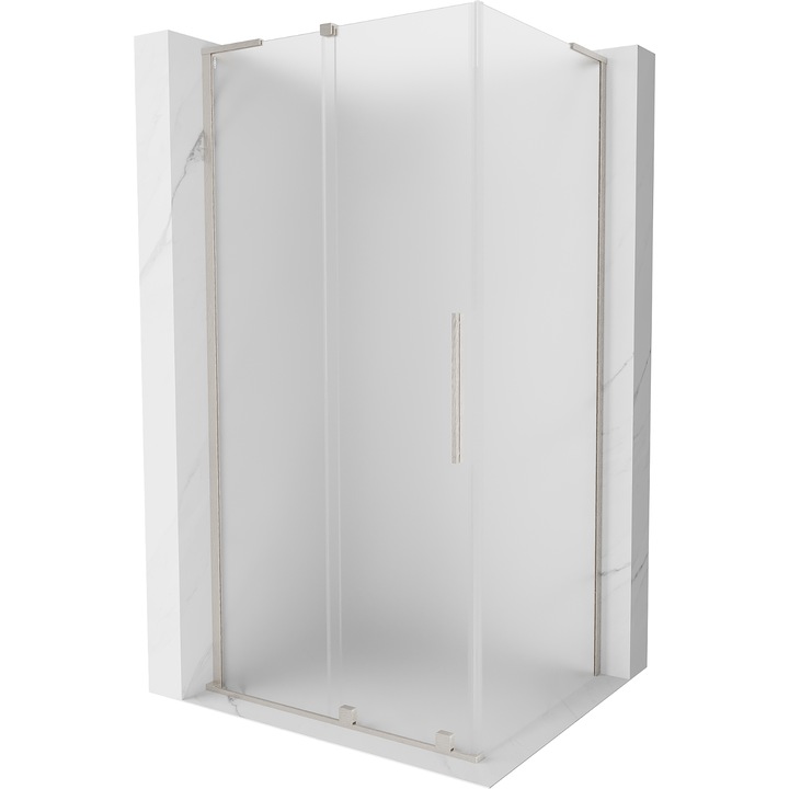 Mexen Velar L cabina de dus glisanta 100 x 80 cm, geam sablat, nichel periat - 871-100-080-33-97