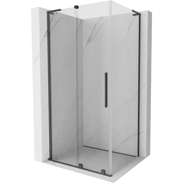Cabina de dus glisanta Mexen Velar L, 90x85cm, transparent, gri gunmetal periat, inaltime 200cm