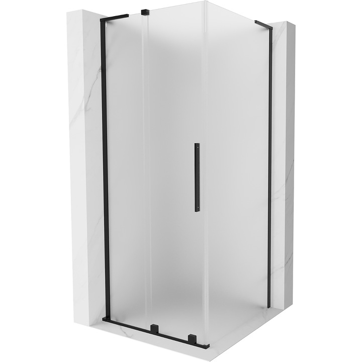 Cabina de dus glisanta, Velar, 90x90cm, neagra, inghetata, 200cm