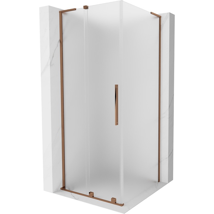 Cabina de dus glisanta Mexen Velar L 90x90cm, inghetata, aur roz, inaltime 200cm