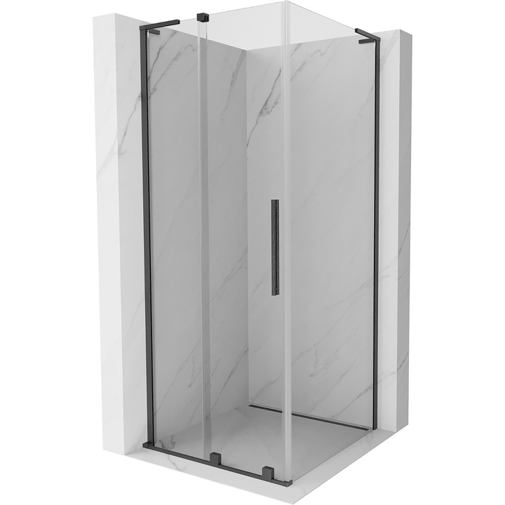 Cabina de dus culisanta, Mexen Velar, 90x90cm, transparenta, gri gunmetal periat, 200cm