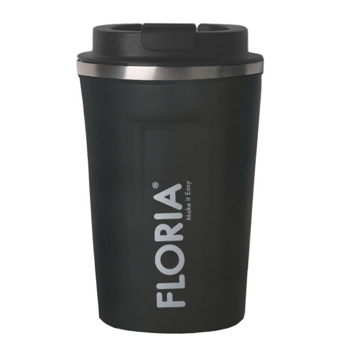 Set 2 x Termos Cafea, Capacitate 380 ml, Interior din Inox, Gri