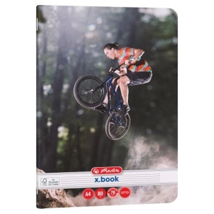 Set 25 x Caiet A4 Dictando, 80 File, Hartie 70g/mp, Colturi Rotunjite, Motiv Extreme, Herlitz