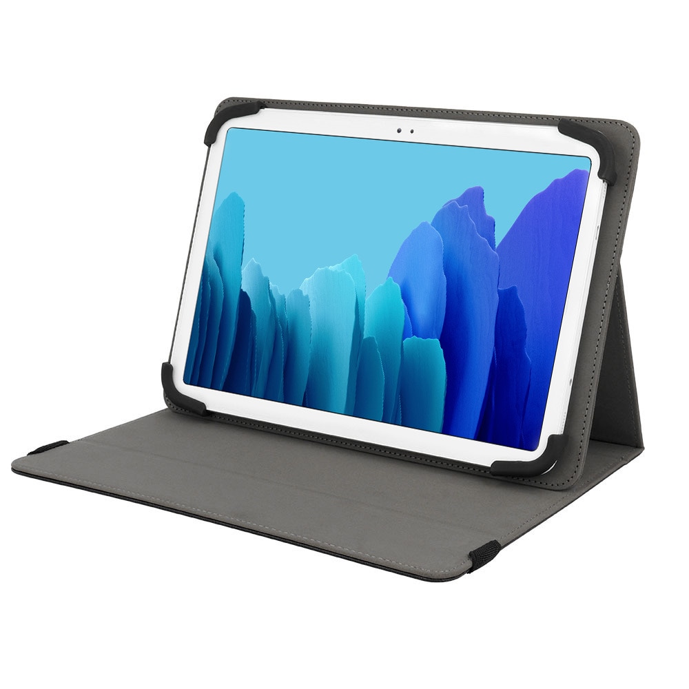 Husă universală rotativă tabletă 10 inch, Wonder, negru cu model barză și flori, dimensiuni ajustabile