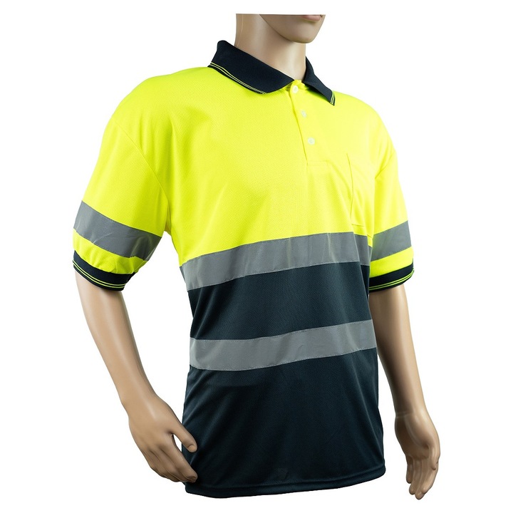 PGT светлоотразителна жълта поло тениска, 3XL, работно облекло, 3XL