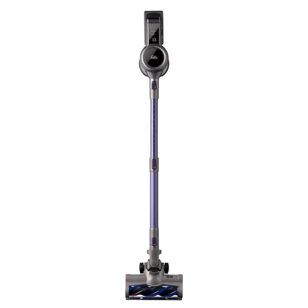 Aspirator vertical fara sac Solis, Flexi Vac Cleaner 350, reincarcabil, pentru toate suprafetele, capacitate 1 litru, perie cu iluminare LED, tub telescopic, filtru HEPA, ecran tactil, usor de folosit, antracit