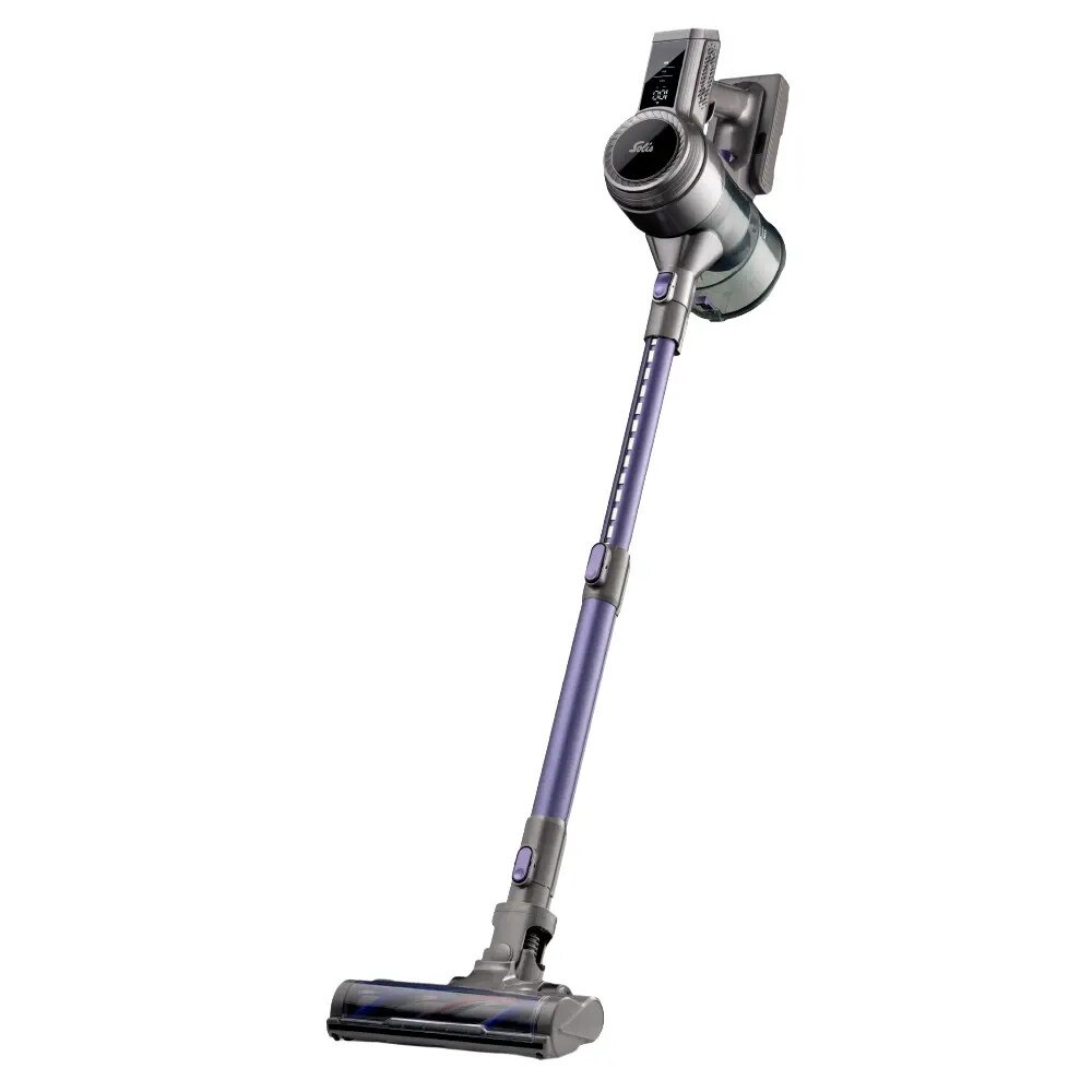 Aspirator vertical fara sac Solis, Flexi Vac Cleaner 350, reincarcabil, pentru toate suprafetele, capacitate 1 litru, perie cu iluminare LED, tub telescopic, filtru HEPA, ecran tactil, usor de folosit, antracit