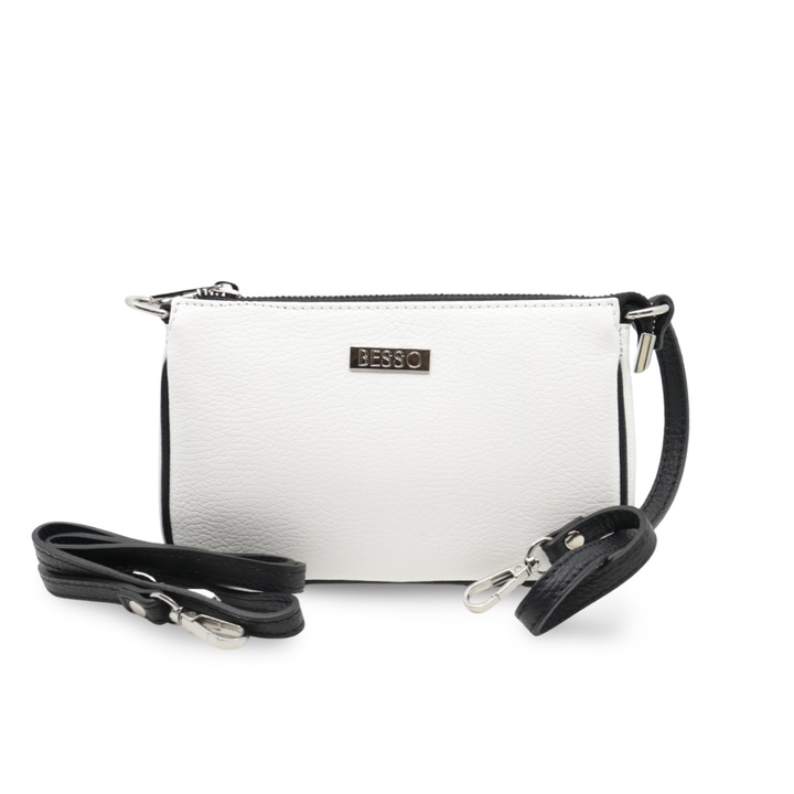 BESSO, Linea Leggera Leather Handbag, Fehér, 21.5X13x3
