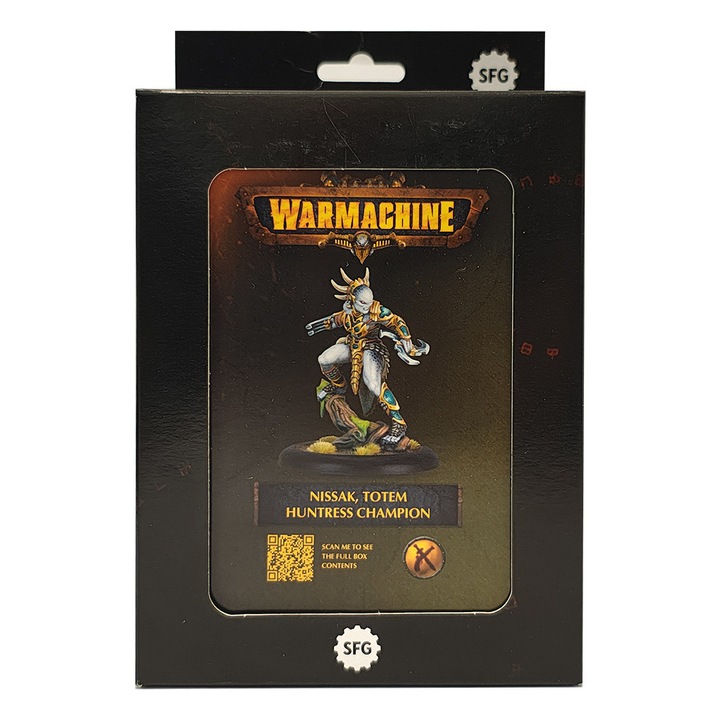 Extensie de joc Warmachine, Nissak Totem Huntress Champion, Steamforged Games, model de asamblat, gri