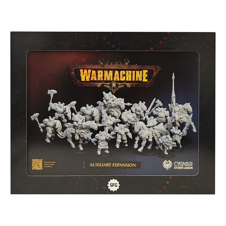Warmachine játékkiegészítő, Cygnar Storm Légió Kiegészítő, Steamforged Games, 15 összeállítható modell, szürke