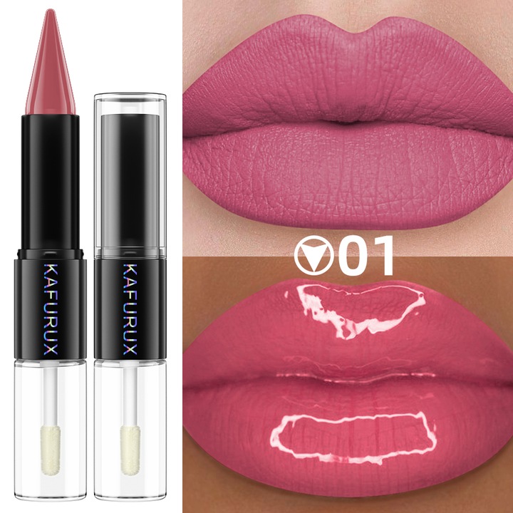 Ruj lichid 2 in 1 Blingseaya, rezistent la apa, 16 ore, nu usuca buzele, 3g+6g