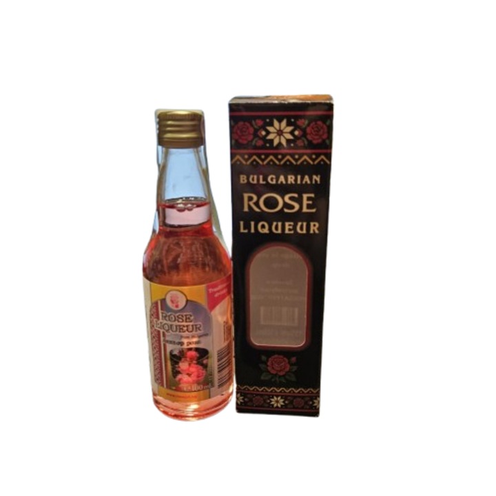 Rózsalikőr, Emléktárgy, Bolgár gyártmány, Rózsaszín, 100 ml