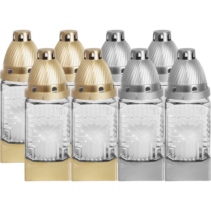 Комплект от 8 прозрачни свещи Zniczplast, 418MK, 16 часа, класически