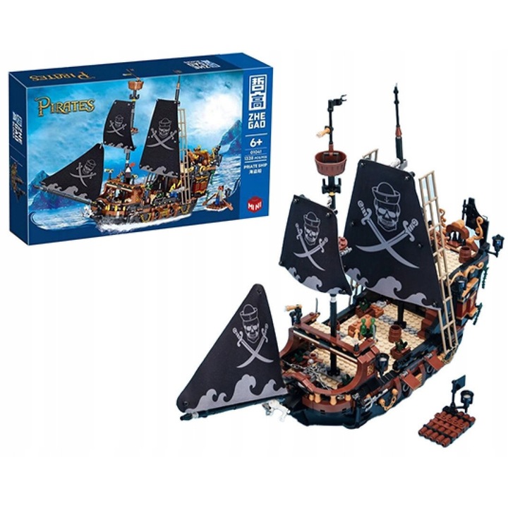 Комплект за конструиране, пиратски кораб, 1328 части, 30,5x8,8x21,7см, за деца 6+