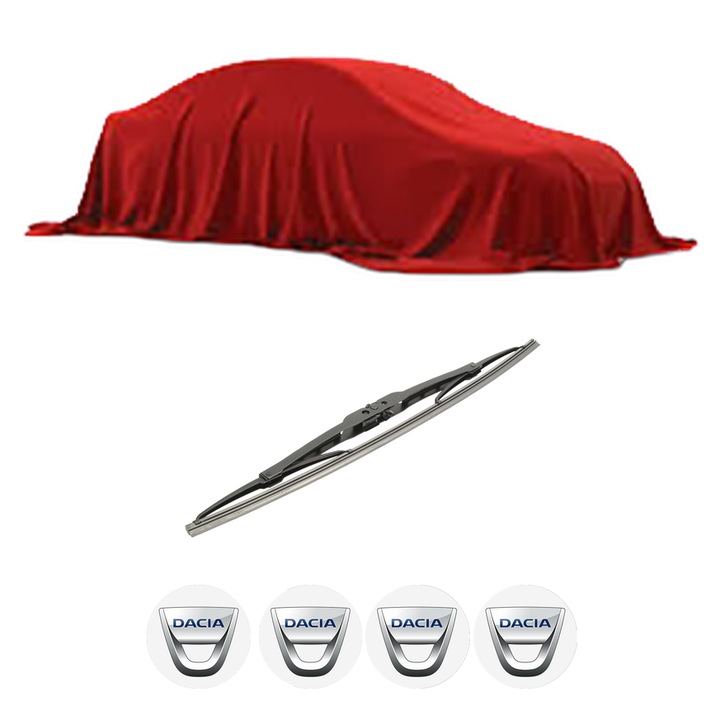 Stergator lamela spate DACIA 1410 Saloon din 1985-1998, Bosch Twin, din cauciuc siliconat rezistent, 4 Stickere Auto DACIA