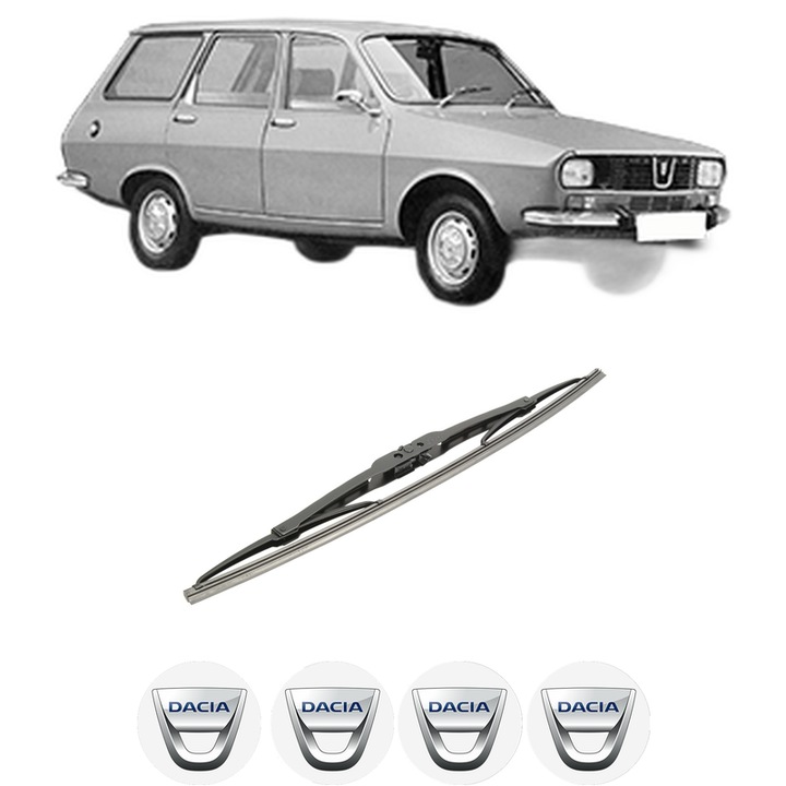 Stergator lamela spate DACIA 1300 Estate din 1972-1983, Bosch Twin, din cauciuc siliconat rezistent, 4 Stickere Auto DACIA