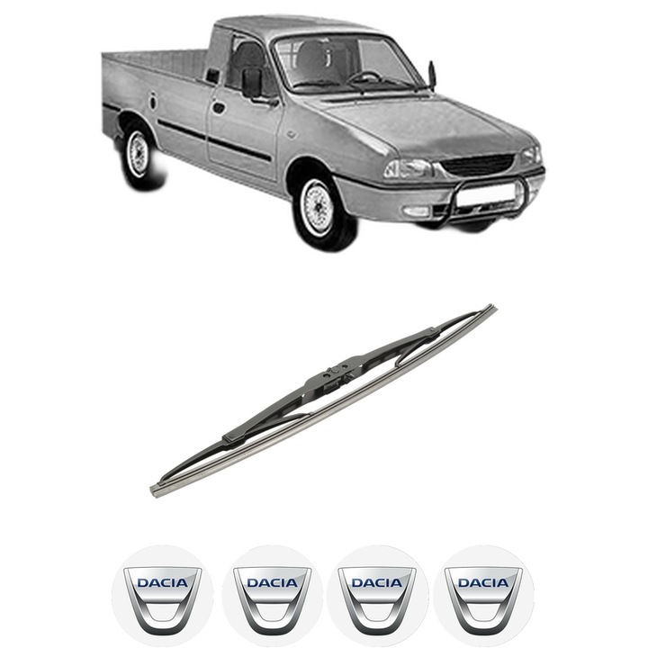 Stergator lamela spate DACIA PICK UP din 1989-2008, Bosch Twin, din cauciuc siliconat rezistent, 4 Stickere Auto DACIA