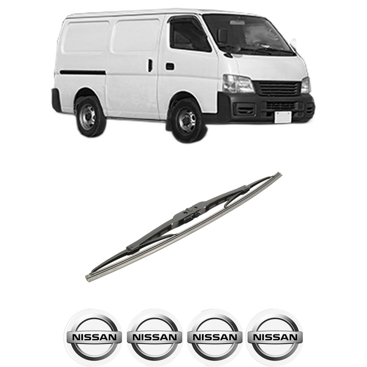 Stergator lamela spate NISSAN URVAN Van (E24) din 1987-1997, Bosch Twin, din cauciuc siliconat rezistent, 4 Stickere Auto NISSAN