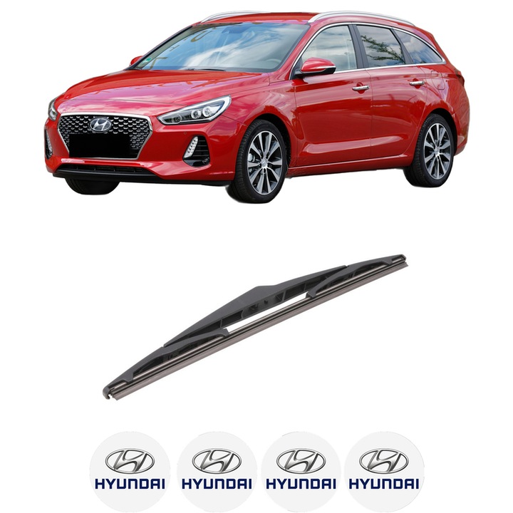 Stergator lamela spate HYUNDAI i30 Estate (PDE) din 2017-2020, Bosch Twin, din cauciuc siliconat rezistent, 4 Stickere Auto HYUNDAI