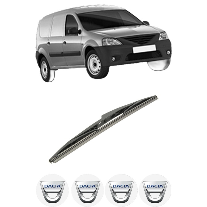Stergator lamela spate DACIA LOGAN EXPRESS (FS_) din 2007-2012, Bosch Twin, din cauciuc siliconat rezistent, 4 Stickere Auto DACIA