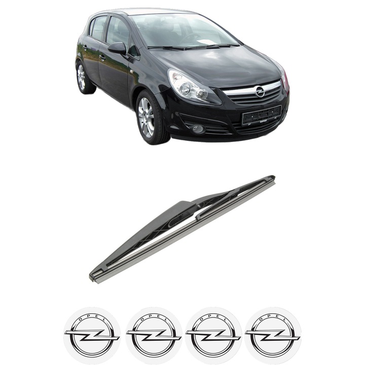 Stergator lamela spate OPEL CORSA D (S07) din 2006-2014, Bosch Twin, din cauciuc siliconat rezistent, 4 Stickere Auto OPEL