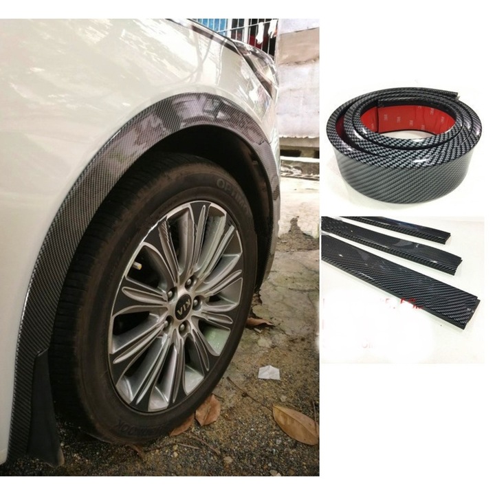 Set 4 ornamente protectie aripa din cauciuc 1,6mx3cm culoare Carbon