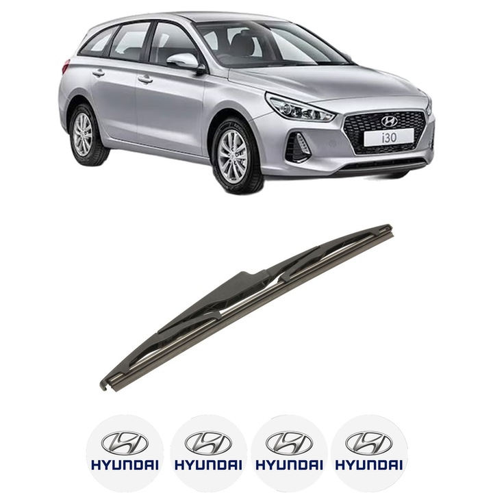 Stergator lamela spate HYUNDAI i30 Kombi Van (PDE) din 2017-2020, Bosch Twin, din cauciuc siliconat rezistent, 4 Stickere Auto HYUNDAI