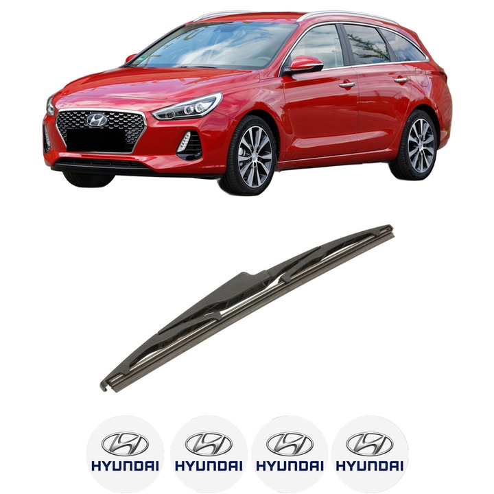 Stergator lamela spate HYUNDAI i30 Estate (PDE) din 2017-2020, Bosch Twin, din cauciuc siliconat rezistent, 4 Stickere Auto HYUNDAI