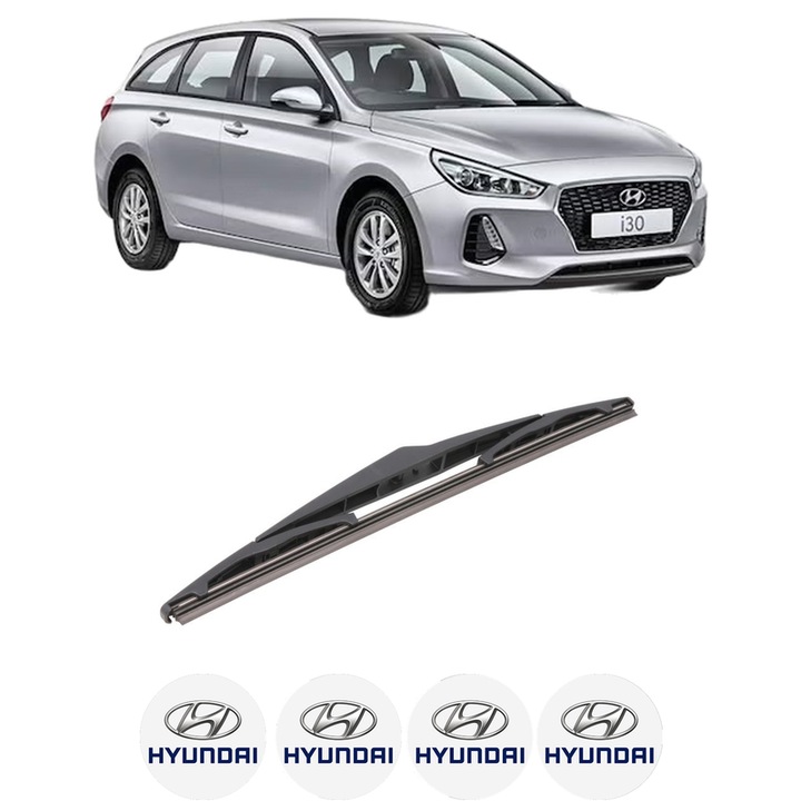 Stergator lamela spate HYUNDAI i30 Kombi Van (PDE) din 2017-2020, Bosch Twin, din cauciuc siliconat rezistent, 4 Stickere Auto HYUNDAI