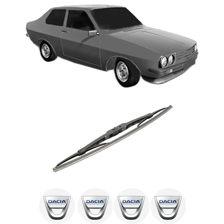 Stergator lamela spate DACIA 1310 Coupe (U) din 1981-1990, Bosch Twin, din cauciuc siliconat rezistent, 4 Stickere Auto DACIA