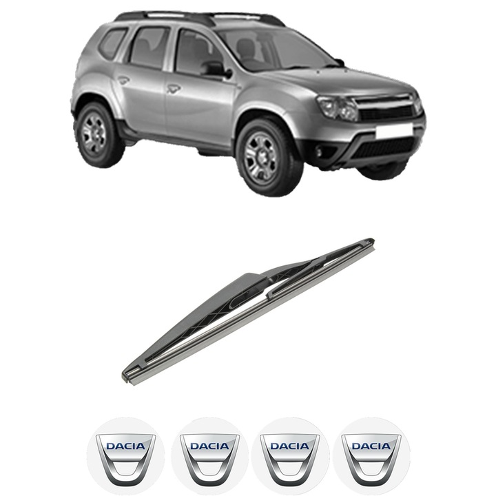 Stergator lamela spate DACIA DUSTER (HS_) din 2010-2018, Bosch Twin, din cauciuc siliconat rezistent, 4 Stickere Auto DACIA