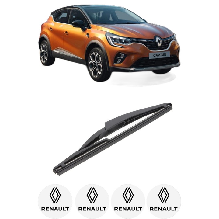 Stergator lamela spate RENAULT CAPTUR II (HF_) din 2020-2022, Bosch Twin, din cauciuc siliconat rezistent, 4 Stickere Auto RENAULT