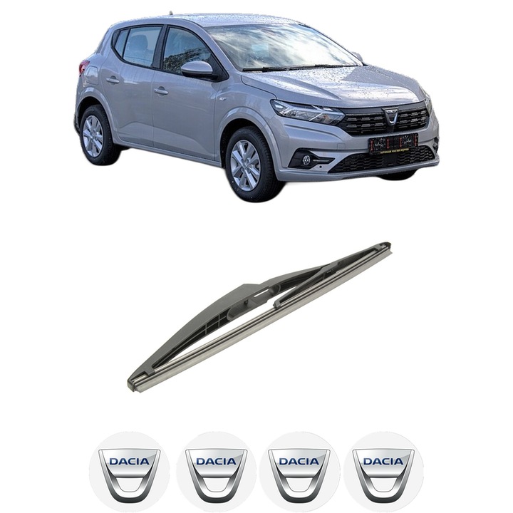 Stergator lamela spate DACIA SANDERO III din 2021-2022, Bosch Twin, din cauciuc siliconat rezistent, 4 Stickere Auto DACIA