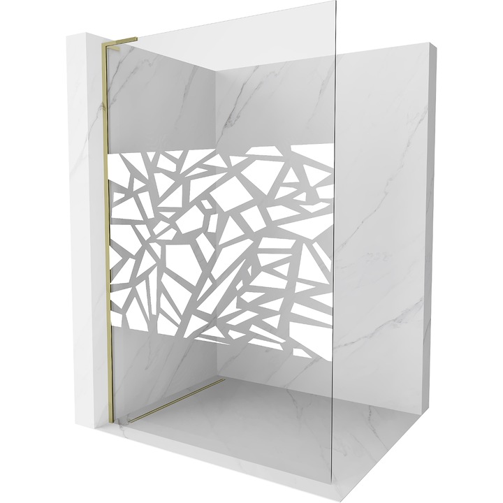Mexen Kioto L perete de dus Walk-in 70 x 200 cm, model alb, auriu - 800-070-103-50-85