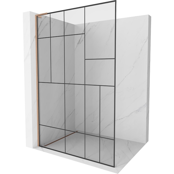 Mexen Kioto L perete dus Walk-in 70 x 200 cm, model negru, cupru periat - 800-070-103-65-78