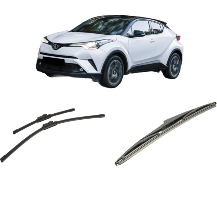 Set 3 stergatoare TOYOTA C-HR (_X1_) din 2016-2019, pentru parbriz si luneta fata si spate auto, Bosch Twin-Aerotwin, din cauciuc siliconat rezistent, TOYOTA