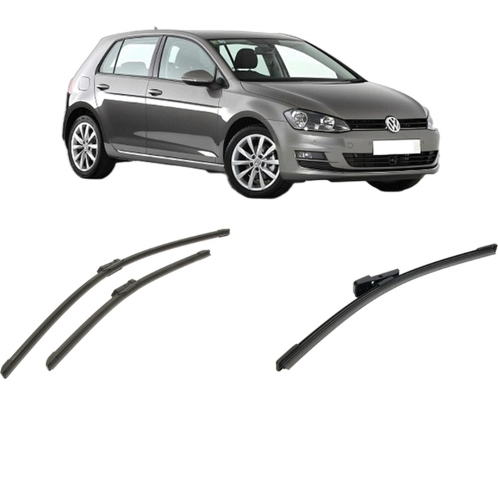 Set 3 stergatoare Volkswagen GOLF VII (5G1, BQ1, BE1, BE2) din 2012-2021, pentru parbriz si luneta fata si spate auto, Bosch Aerotwin-Aerotwin, din cauciuc siliconat rezistent, Volkswagen