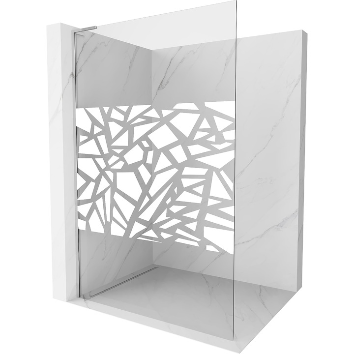 Mexen Kioto L perete de dus Walk-in 70 x 200 cm, model alb, crom - 800-070-103-01-85