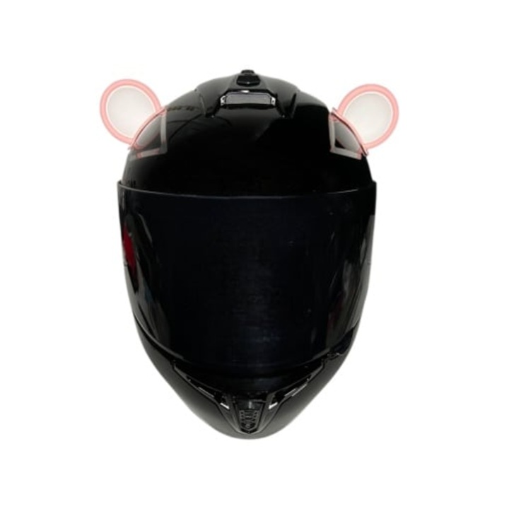 Medvefülek motoros / sí / robogó / ATV sisakhoz - Rózsaszín & Fehér