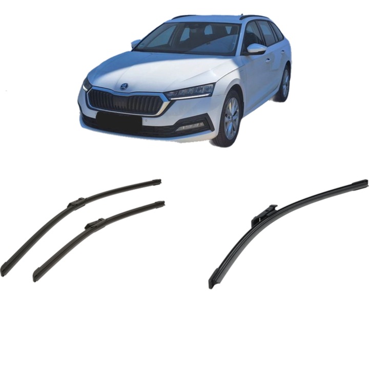 Set 3 stergatoare SKODA OCTAVIA IV Combi (NX5, PV5) din 2019-2025, pentru parbriz si luneta fata si spate auto, Bosch Aerotwin-Aerotwin, din cauciuc siliconat rezistent, SKODA