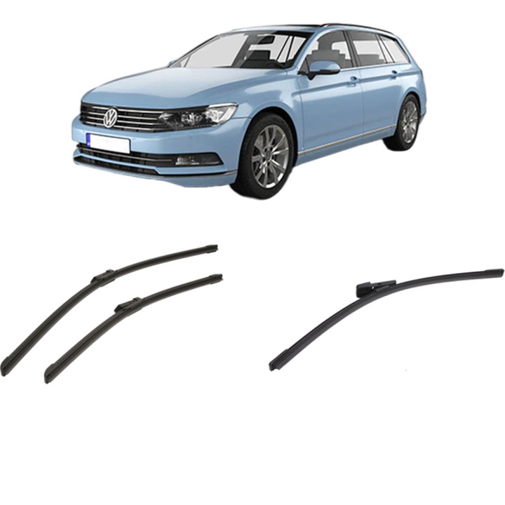 Set 3 stergatoare Volkswagen PASSAT B8 Variant (3G5, CB5) din 2014-2024, pentru parbriz si luneta fata si spate auto, Bosch Aerotwin-Aerotwin, din cauciuc siliconat rezistent, Volkswagen