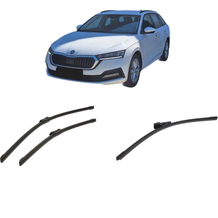 Set 3 stergatoare SKODA OCTAVIA IV Combi (NX5, PV5) din 2019-2025, pentru parbriz si luneta fata si spate auto, Bosch Aerotwin-Aerotwin, din cauciuc siliconat rezistent, SKODA