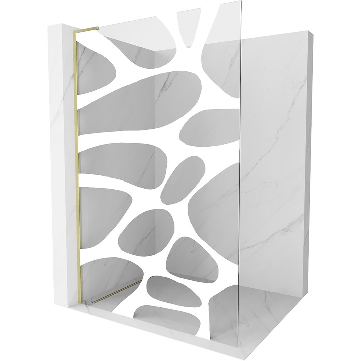 Mexen Kioto L dusa Walk-in 70 x 200 cm, model alb, finisaj auriu periat - 800-070-103-55-97
