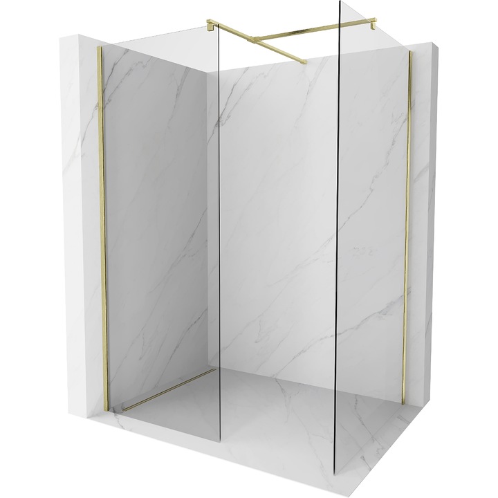 Perete de dus Mexen Kioto Walk-in 150 x 85 cm, transparent, cu finisaj aurit periat - 800-150-202-55-00-085